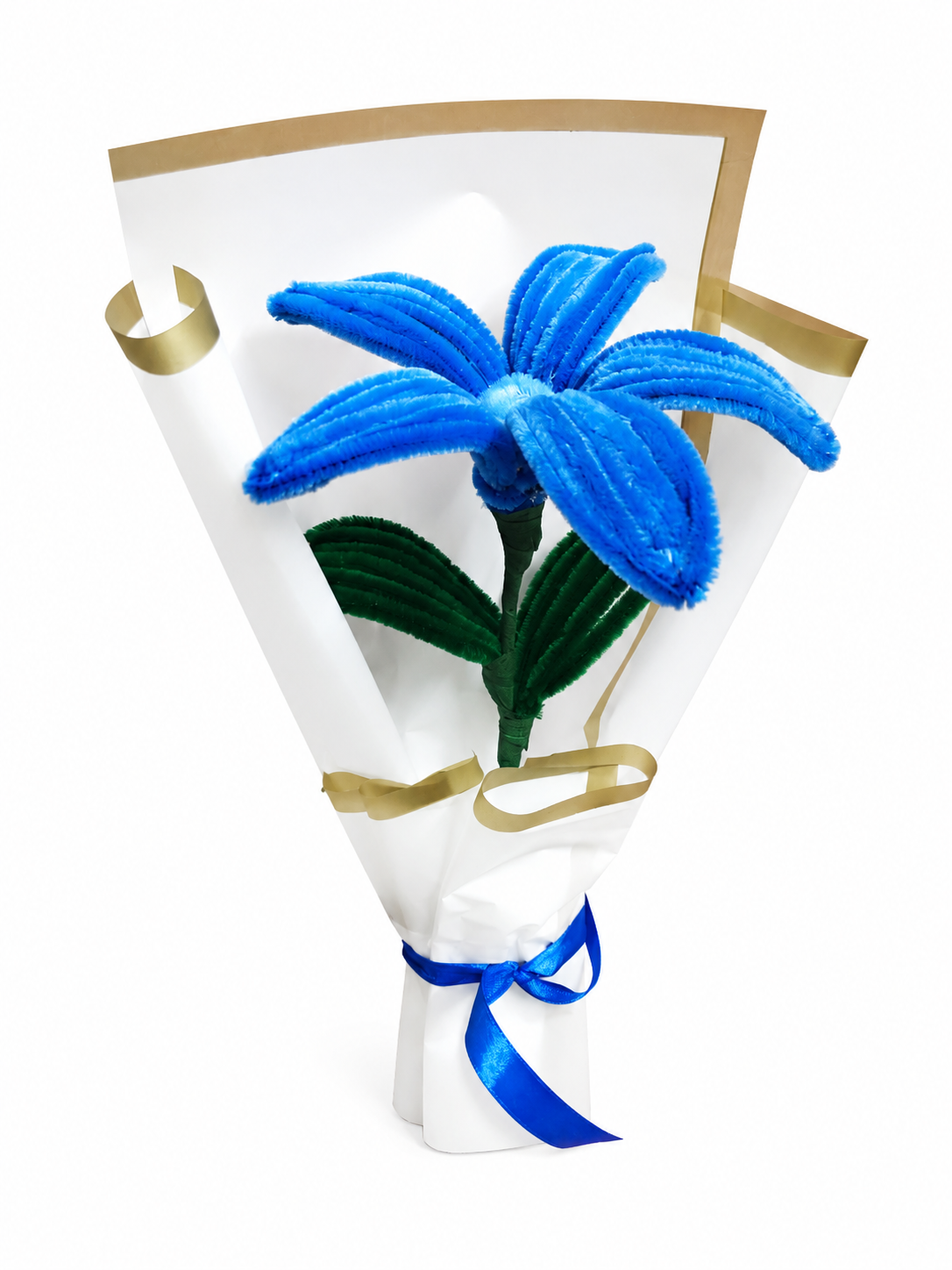 Handmade Blue Lily Flower Bouquet – Pipe Cleaner Floral Gift