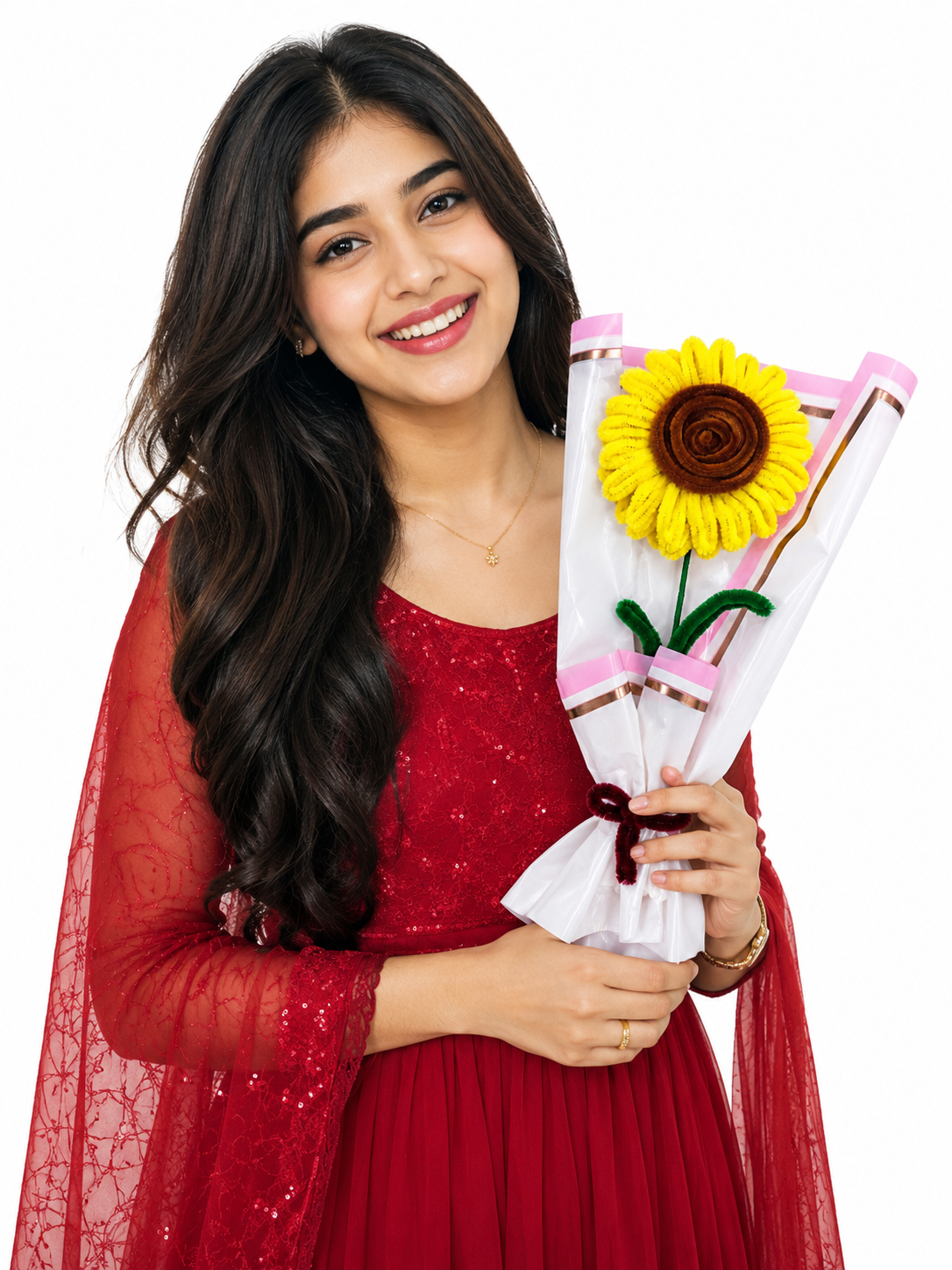 Handmade Sunflower Bouquet made with premium pipe cleaners, perfect gift for birthdays, anniversaries, Valentine's Day and home decoration.