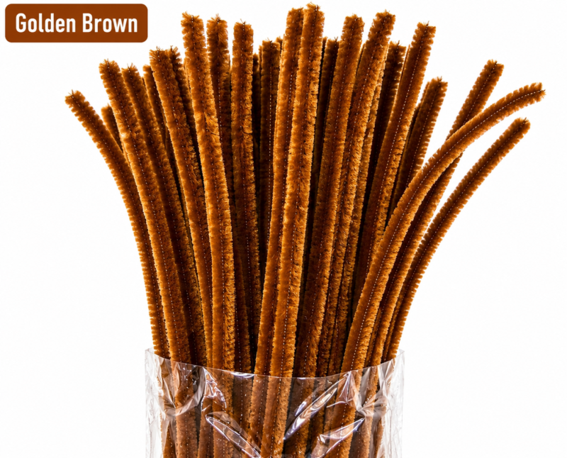 🌸 Handmade Golden Brown Pipe Cleaner Flowers | Unique Decorative Flowers – Sydora Pack Of 20 Pieces