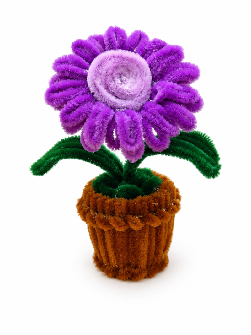 handmade purple flower pot pipe cleaner floral plant decor sydora purple flower handmade pot aesthetic home decor cute purple flower plant pipe cleaner craft decoration handmade floral pot purple flower desk decor