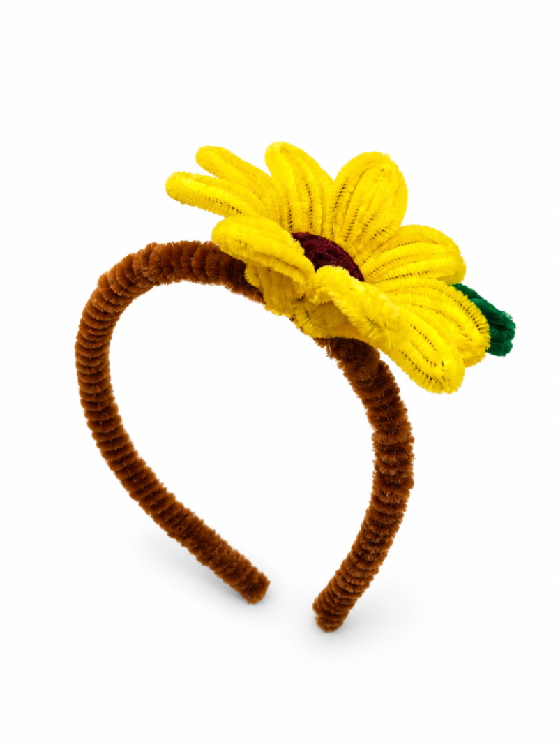 handmade yellow flower headband pipe cleaner sunflower hair band sydora floral hairband yellow daisy handmade accessory cute yellow flower hair band for girls handmade sunflower style pipe cleaner headband yellow floral accessory