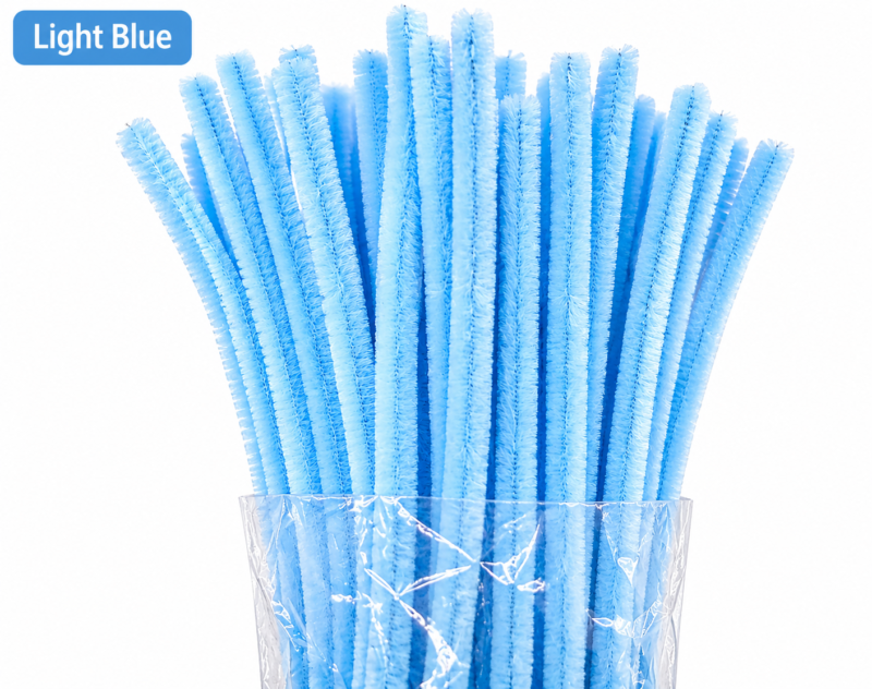 🌸 Handmade Light Blue Pipe Cleaner Flowers | Unique Decorative Flowers – Sydora Pack Of 20 Pieces